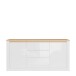 Sideboard >DURAOAK< in Weiss Glanz / Wildeiche Dekor - 181,1x89,8x41,6cm (BxHxT)