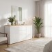 Sideboard >DURAOAK< in Weiss Glanz / Wildeiche Dekor - 181,1x89,8x41,6cm (BxHxT)