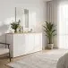 Sideboard >DURAOAK< in Weiss Glanz / Wildeiche Dekor - 181,1x89,8x41,6cm (BxHxT)