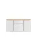 Sideboard >DURAOAK< in Weiss Glanz / Wildeiche Dekor - 181,1x89,8x41,6cm (BxHxT)