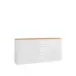 Sideboard >DURAOAK< in Weiss Glanz / Wildeiche Dekor - 181,1x89,8x41,6cm (BxHxT)