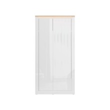 Drehtürenschrank >DURAOAK< in Weiss Glanz / Wildeiche Dekor - 96,4x192,2x59,7 (BxHxT)