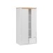 Drehtürenschrank >DURAOAK< in Weiss Glanz / Wildeiche Dekor - 96,4x192,2x59,7 (BxHxT)