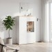 Highboard >DURAOAK< in Weiss Glanz / Wildeiche Dekor - 96,4x147,4x41,6cm (BxHxT)