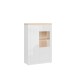 Highboard >DURAOAK< in Weiss Glanz / Wildeiche Dekor - 96,4x147,4x41,6cm (BxHxT)