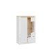 Highboard >DURAOAK< in Weiss Glanz / Wildeiche Dekor - 96,4x147,4x41,6cm (BxHxT)