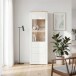 Stauraumvitrine >DURAOAK< in Weiss Glanz / Wildeiche Dekor - 61,7x192,2x41,6cm (BxHxT)