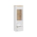 Stauraumvitrine >DURAOAK< in Weiss Glanz / Wildeiche Dekor - 61,7x192,2x41,6cm (BxHxT)