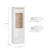 Stauraumvitrine >DURAOAK< in Weiss Glanz / Wildeiche Dekor - 61,7x192,2x41,6cm (BxHxT)