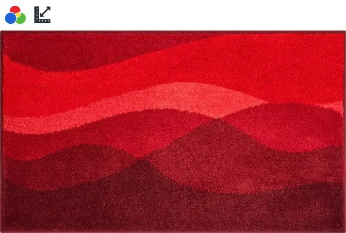 Badematte >HILLS< in rubin, 100% Polyacryl SUPERSOFT - 120x70x2cm (LxBxH)