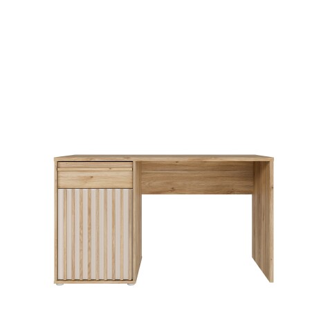 Schreibtisch >ARANK< in Mauvella Eiche Dekor / Sand - 130x76x60cm (BxHxT)