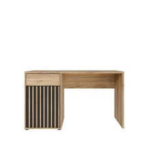 Schreibtisch >ARANK< in Mauvella Eiche / Schwarz - 130x76x60cm (BxHxT)