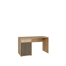 Schreibtisch >ARANK< in Mauvella Eiche / Schwarz - 130x76x60cm (BxHxT)