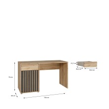 Schreibtisch >ARANK< in Mauvella Eiche / Schwarz - 130x76x60cm (BxHxT)