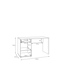 Schreibtisch >ARANK< in Mauvella Eiche / Schwarz - 130x76x60cm (BxHxT)