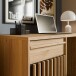 Schreibtisch >ARANK< in Mauvella Eiche / Schwarz - 130x76x60cm (BxHxT)