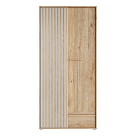 Drehtürenschrank >ARANK< in Mauvella Eiche Dekor / Sand - 93,1x200,1x58,7cm (BxHxT)