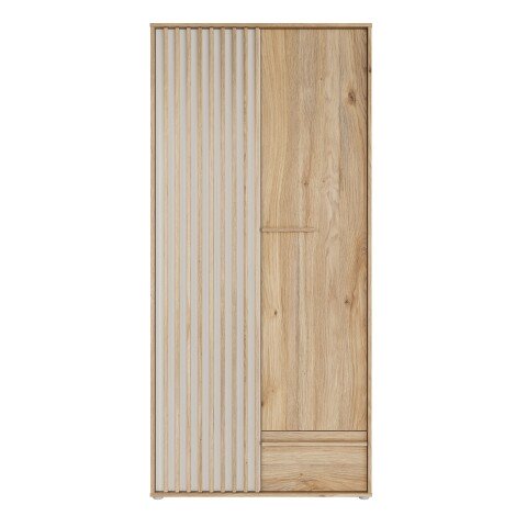 Drehtürenschrank >ARANK< in Mauvella Eiche Dekor / Sand - 93,1x200,1x58,7cm (BxHxT)