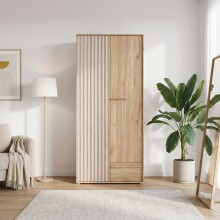 Drehtürenschrank >ARANK< in Mauvella Eiche Dekor / Sand - 93,1x200,1x58,7cm (BxHxT)