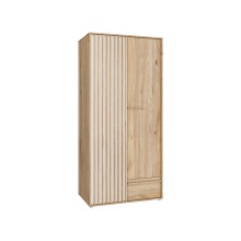 Drehtürenschrank >ARANK< in Mauvella Eiche Dekor / Sand - 93,1x200,1x58,7cm (BxHxT)