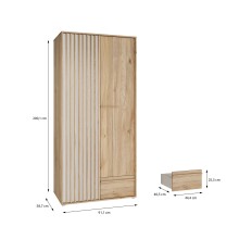 Drehtürenschrank >ARANK< in Mauvella Eiche Dekor / Sand - 93,1x200,1x58,7cm (BxHxT)