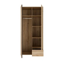 Drehtürenschrank >ARANK< in Mauvella Eiche Dekor / Schwarz - 93,1x200,1x58,7cm (BxHxT)