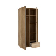 Drehtürenschrank >ARANK< in Mauvella Eiche Dekor / Schwarz - 93,1x200,1x58,7cm (BxHxT)