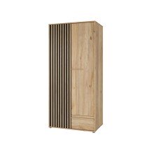 Drehtürenschrank >ARANK< in Mauvella Eiche Dekor / Schwarz - 93,1x200,1x58,7cm (BxHxT)