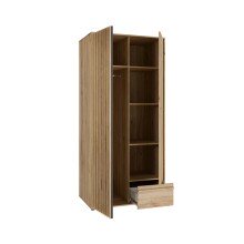 Drehtürenschrank >ARANK< in Mauvella Eiche Dekor / Schwarz - 93,1x200,1x58,7cm (BxHxT)
