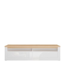 Lowboard >DURAOAK< in Weiss Glanz  / Wildeiche...