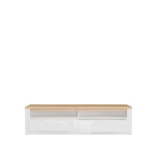 Lowboard >DURAOAK< in Weiss Glanz  / Wildeiche Dekor - 181,1x48,2x41,6cm (BxHxT)