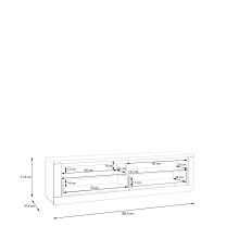 Lowboard >DURAOAK< in Weiss Glanz  / Wildeiche Dekor - 181,1x48,2x41,6cm (BxHxT)