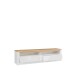 Lowboard >DURAOAK< in Weiss Glanz  / Wildeiche Dekor - 181,1x48,2x41,6cm (BxHxT)