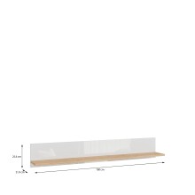 Wandboard >DURAOAK< in Weiss Glanz  / Wildeiche Dekor - 160x25,6x21,9cm (BxHxT)