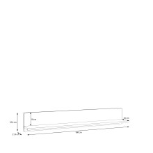 Wandboard >DURAOAK< in Weiss Glanz  / Wildeiche Dekor - 160x25,6x21,9cm (BxHxT)