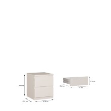 Nachtkommode >LISSON< in Sand - 41,8x49,3x42,2cm (BxHxT)