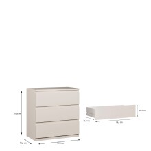 Schubkastenkommode >LISSON< in Sand - 77,2x79,8x42,2cm (BxHxT)