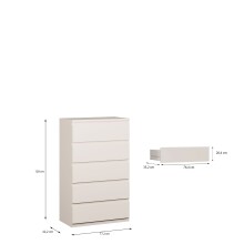 Schubkastenkommode >LISSON< in Sand - 77,2x128x42,2cm (BxHxT)