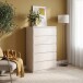 Schubkastenkommode >LISSON< in Sand - 77,2x128x42,2cm (BxHxT)