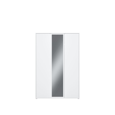 Drehtürenschrank >LISSON< in Weiss + Spiegel - 129,5x193,7x60,2cm (BxHxT)