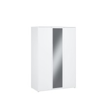 Drehtürenschrank >LISSON< in Weiss + Spiegel - 129,5x193,7x60,2cm (BxHxT)