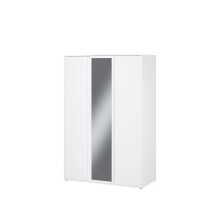 Drehtürenschrank >LISSON< in Weiss + Spiegel - 129,5x193,7x60,2cm (BxHxT)