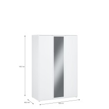 Drehtürenschrank >LISSON< in Weiss + Spiegel - 129,5x193,7x60,2cm (BxHxT)
