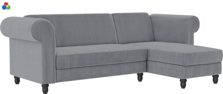 Ecksofa >Firenze II< in verschiedenen Farben, Samt-Cord - 241x83x154cm (BxHxT)