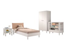 Jugendzimmer-Set >Buche massiv< (4-teilig) in weiß lackiert - 100x180x55 (BxHxT)