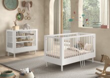 Babyzimmer-Komplettset >Buche massiv< (2-teilig) in weiß - 144x88x74 (BxHxT)