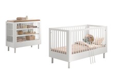 Babyzimmer-Komplettset >Buche massiv< (2-teilig) in weiß - 144x88x74 (BxHxT)