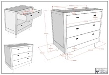 Babyzimmer-Komplettset >Buche massiv< (2-teilig) in weiß - 144x60x74 (BxHxT)
