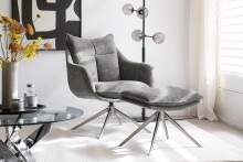 Drehsessel >PARKER< 360° drehbar, Loungesessel anthrazit - 76x83x79cm (BxHxT)