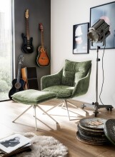 Drehsessel >PARKER< 360° drehbar, Loungesessel olive - 76x83x79cm (BxHxT)